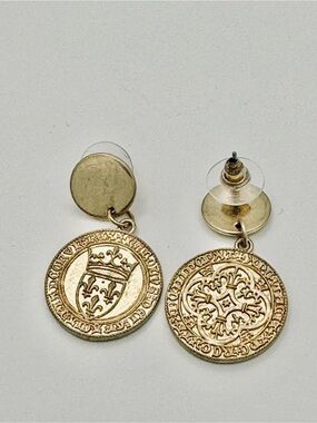 Gold Medallion Drop Earrings for Women